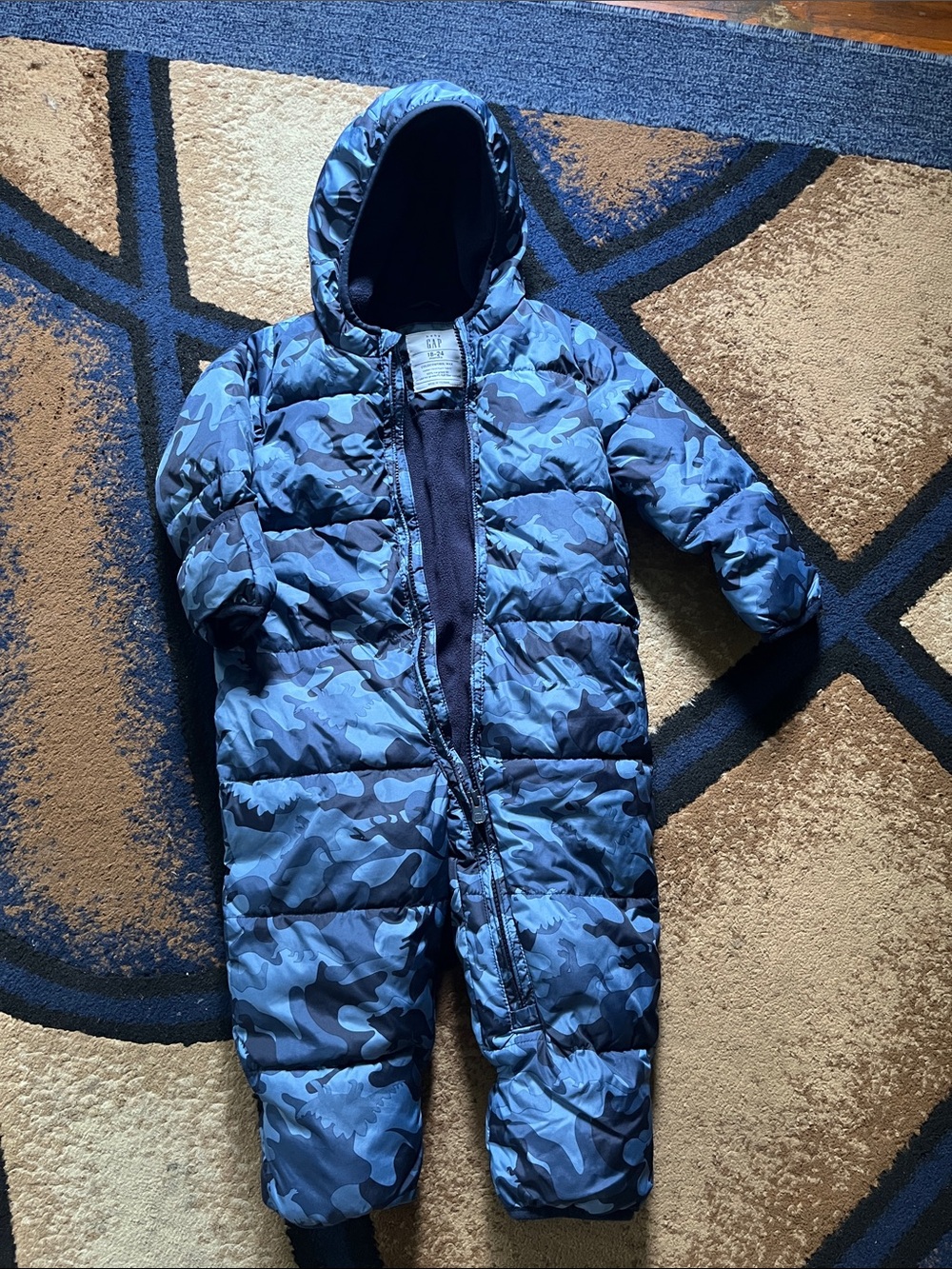 GAP Navy & Blue Camouflage Puffer Snowsuit